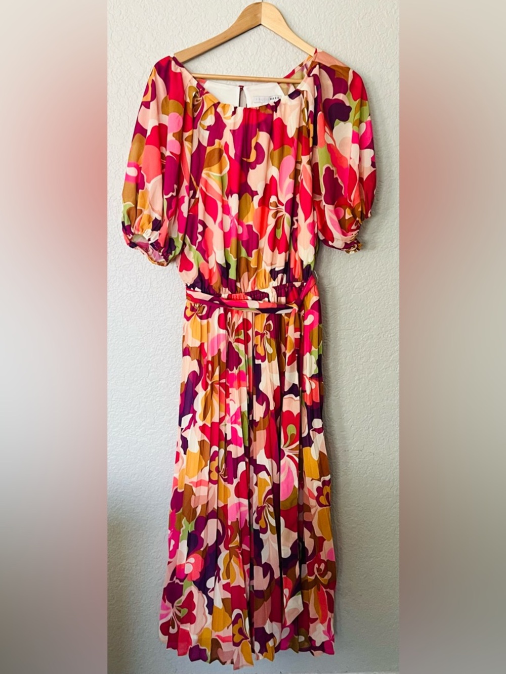 Baltic Born Maven Multicolor Floral Midi Dress XL - Pink, Fuchsia & Mustard